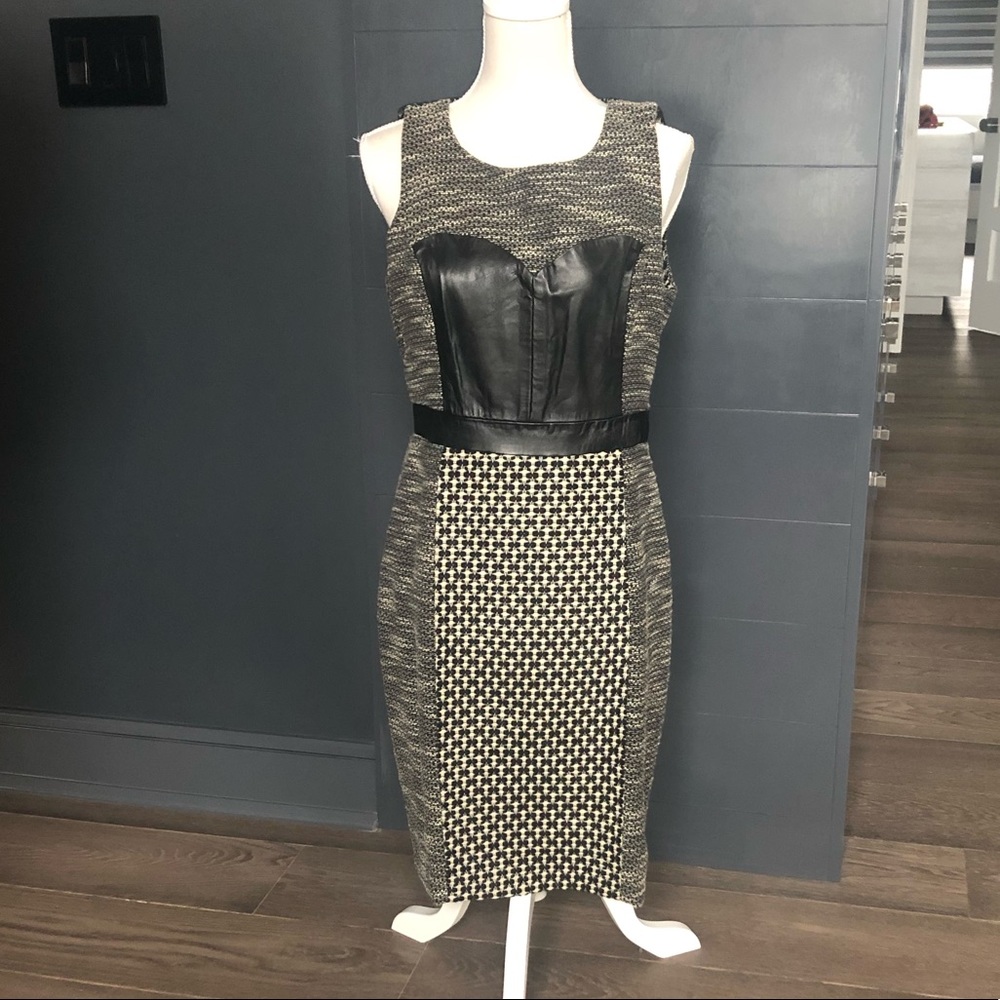 Tracy Reese Leather Bodice Dress sz12 NWT